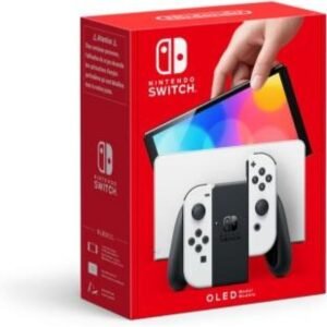 Console Nintendo Switch (modèle OLED) avec station d'accueil et manettes Joy-Con blanches (SWITCH)