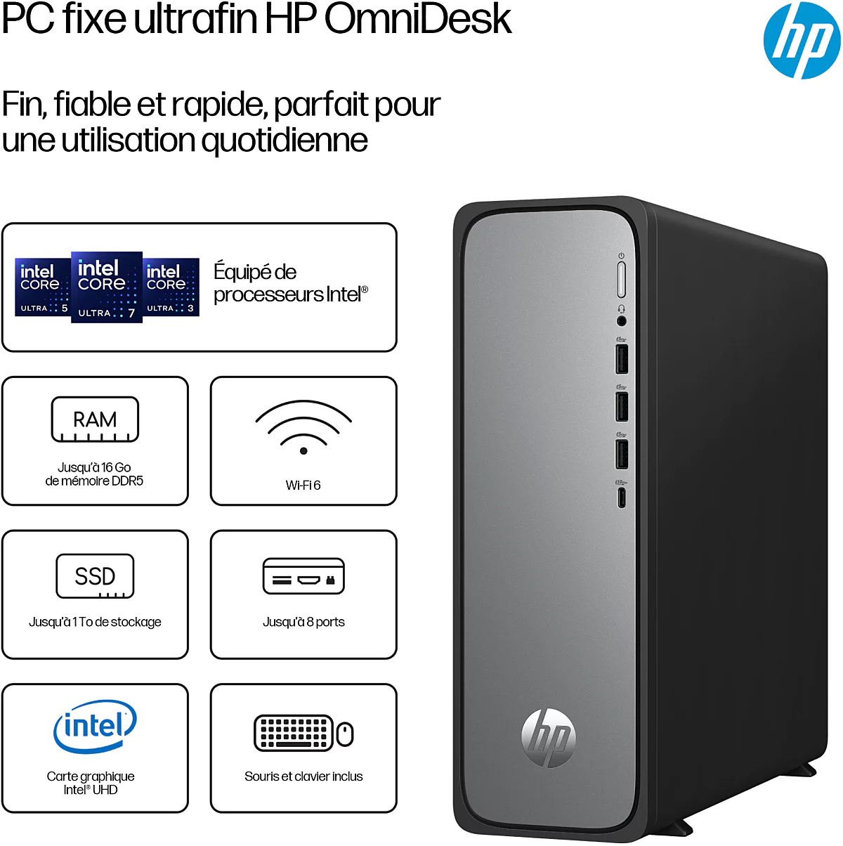 PC Fixe HP OmniDesk Slim S03-0021nf / Intel 300 / 8 Go DDR5-SDRAM / 512 Go SSD / Windows 11 – Image 4