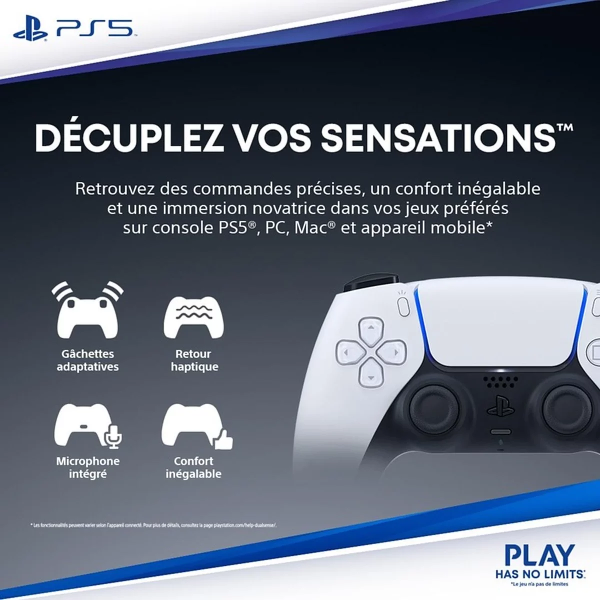 Manette sans fil DualSense - White EUR (PS5) – Image 6