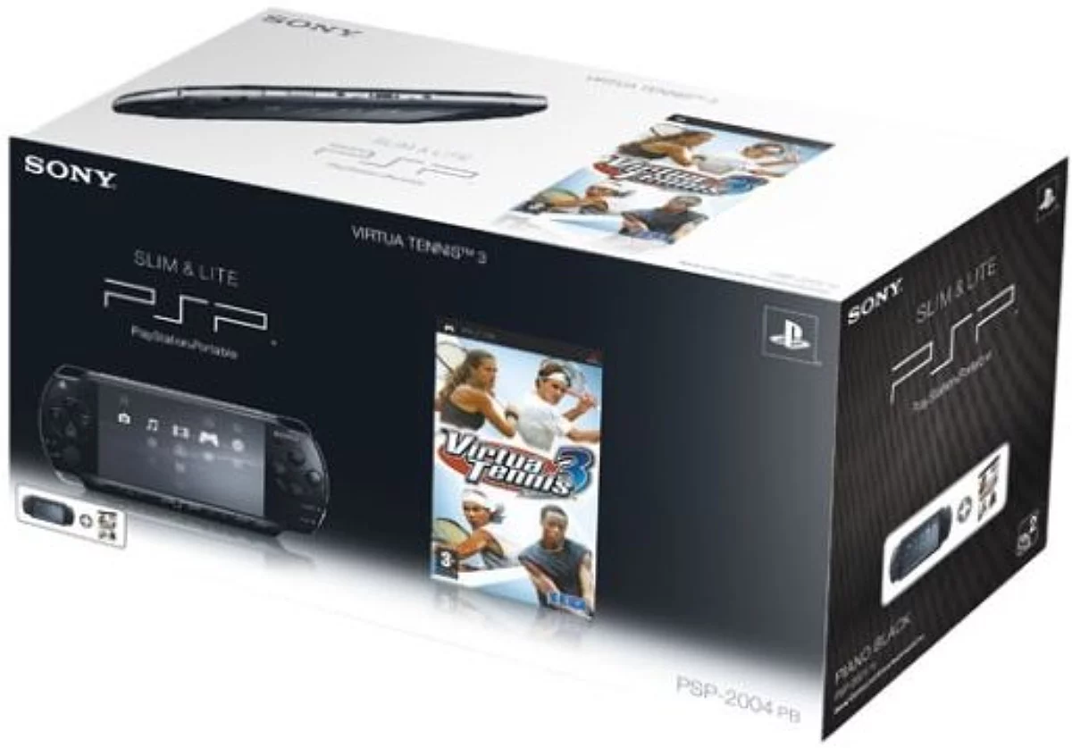 console playstation portable slim & lite 2004 noire + virtua tennis 3 (PSP)