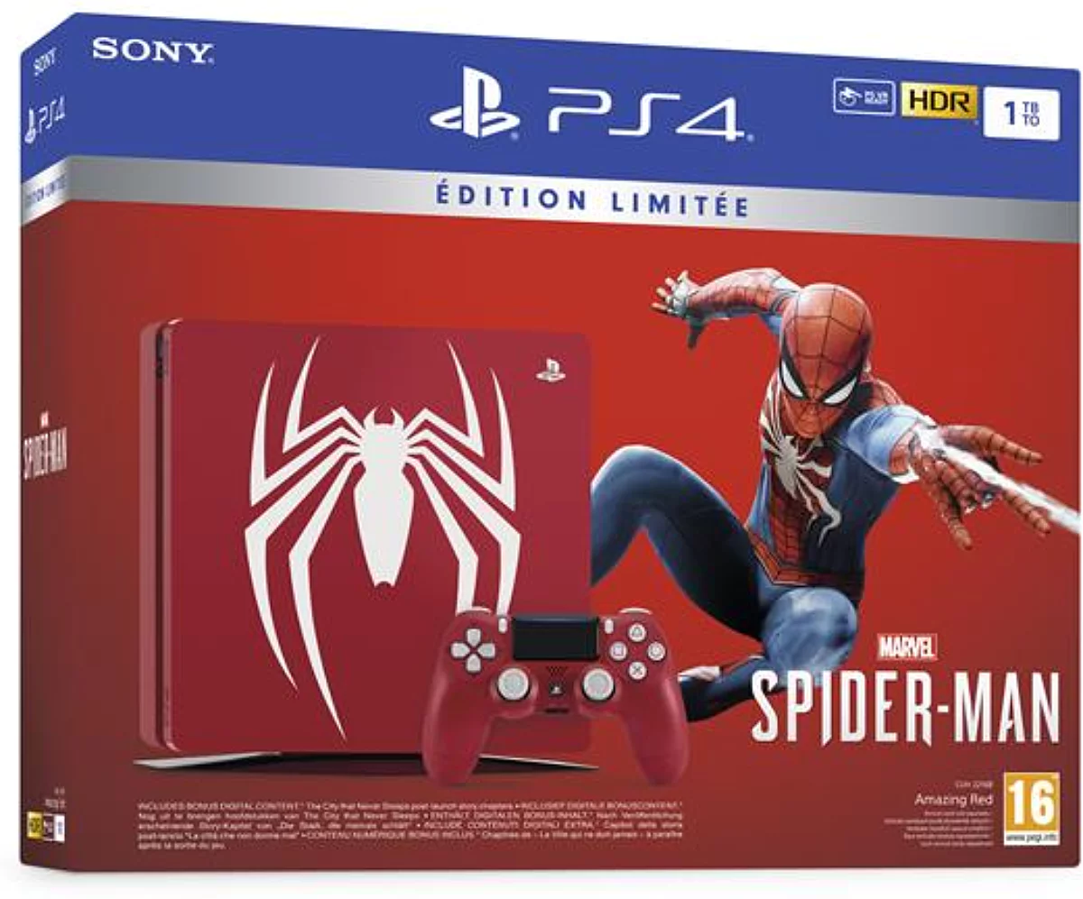 PS4 slim 1 To F marvel's spider-man limited edition + marvel's spider-man standard edition (PS4)