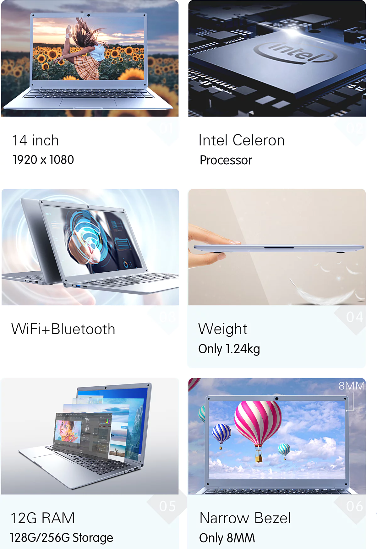 Ordinateur Portable Windows 11 Full HD 1080p 14,1'' RAM 4GB ROM 64GB YONIS – Image 6