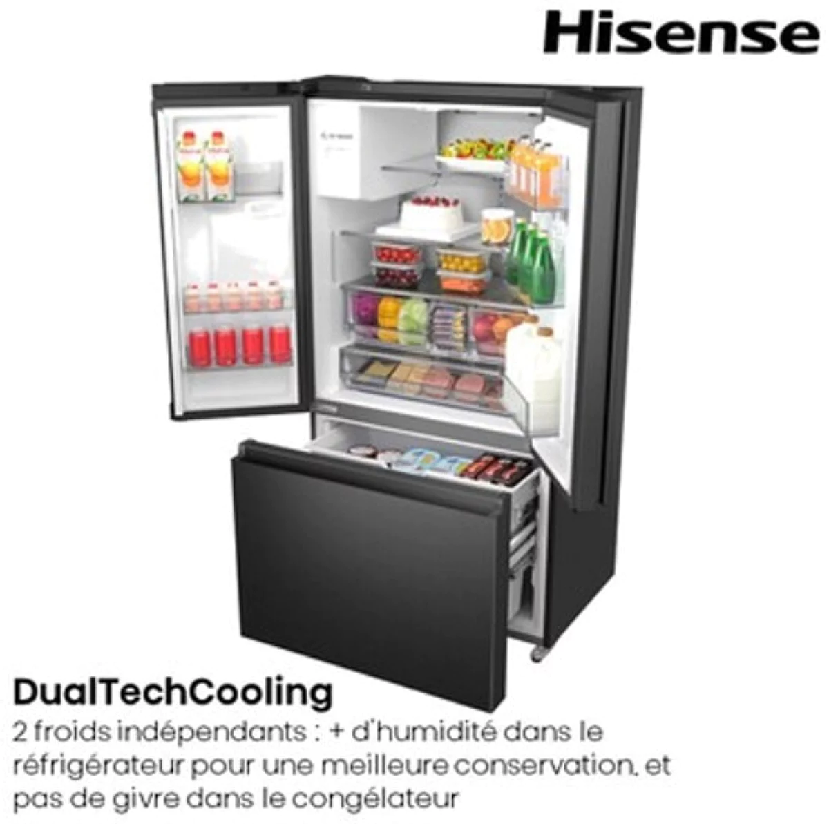 Réfrigérateur américain 91.4cm 612l ventilé - RF793N4SAFE - hisense – Image 4