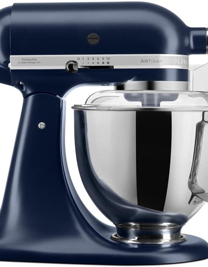 KitchenAid Robot Pâtissier – Artisan – Robot cuisine multifonctions à tête inclinable – Batteur avec 5 accessoires et 2 bols inox de 4,8 et 3 L – Bleu encre